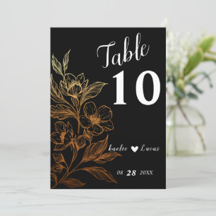 "Golden Blooms Of Love"   Wedding Table Number 