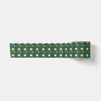 Golden Blooms & Sage Green Leaves Satin Ribbon