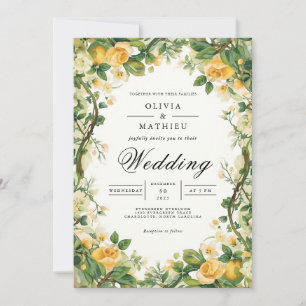 Golden Blossom Arch Floral Wedding Invitation