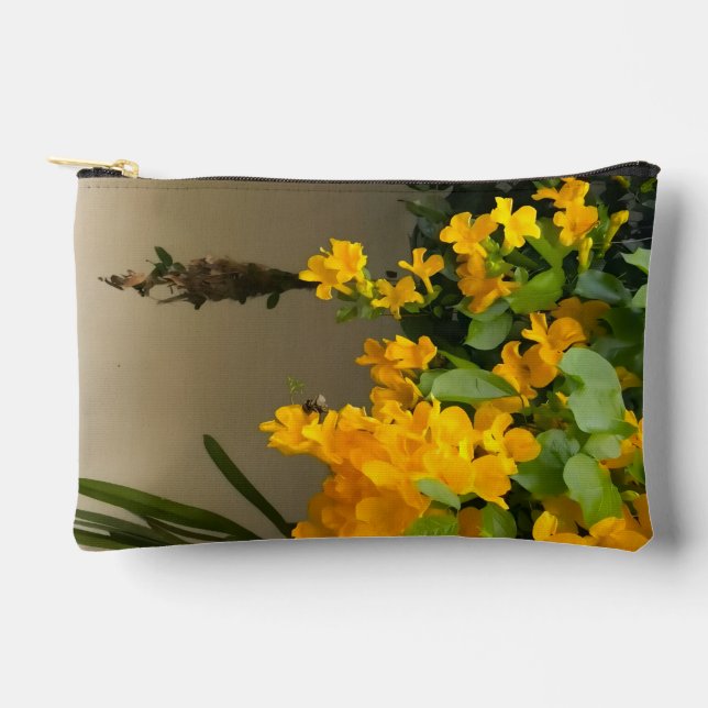 Golden Blossom Beauty Accessory Pouch (Front)