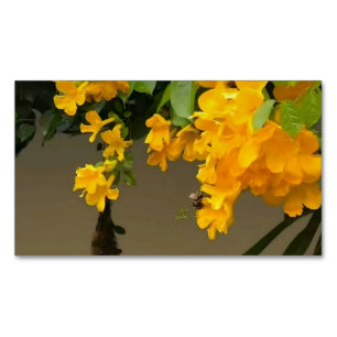 Golden Blossom Beauty Magnetic Business Card