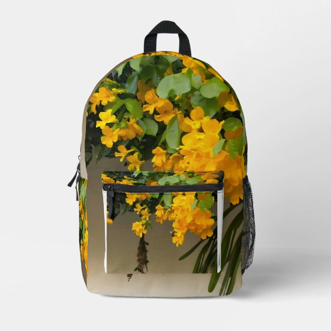 Golden Blossom Beauty Printed Backpack (Front)