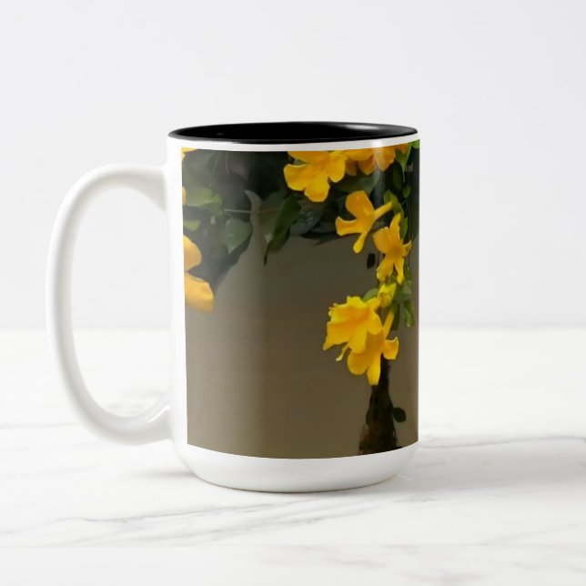 Golden Blossom Beauty Two-Tone Coffee Mug (Left)