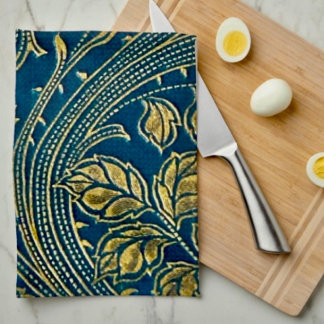 Golden Blossom Elegance Kitchen Towels