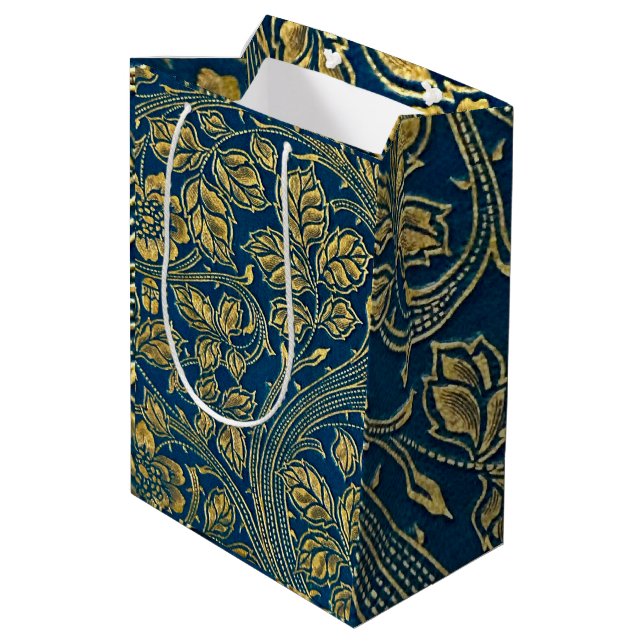 Golden Blossom Elegance  Medium Gift Bag (Back Angled)