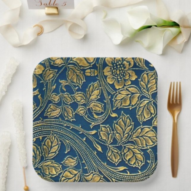 Golden Blossom Elegance Paper Plate (Creator Uploaded)