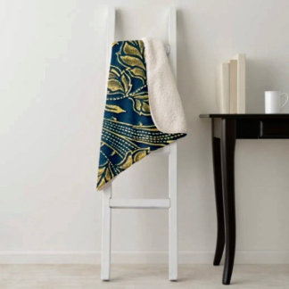 Golden Blossom Elegance  Sherpa Blanket