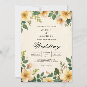 Golden Blossom Flourish Wedding Invitation