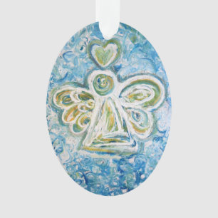 Golden Blue Angel Art Holiday Ornament
