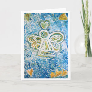 Golden Blue Angel Greeting Card