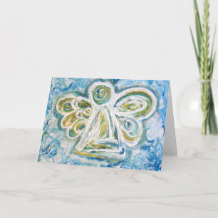 Golden Blue Angel Greeting Card