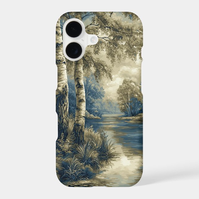 Golden Blue Birch Trees by the Riverside (Back)