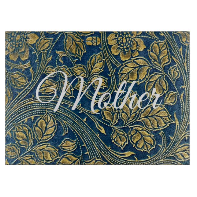 Golden Blue Elegance Cutting Board (Front)
