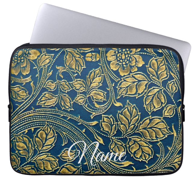 Golden Blue Elegance Laptop Sleeve (Front)