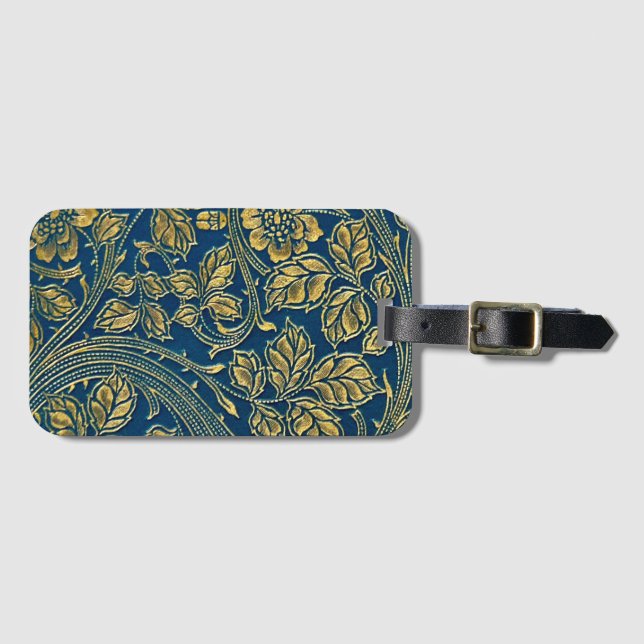 Golden Blue Elegance Luggage Tag (Front Horizontal)