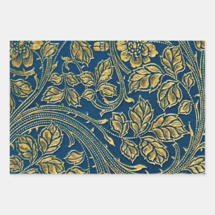 Golden Blue Elegance  Wrapping Paper Sheet