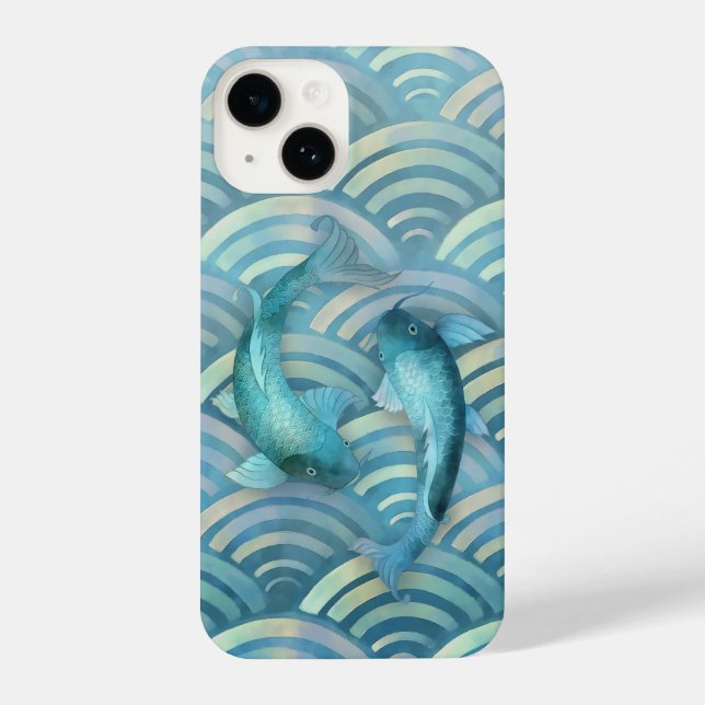 Golden Blue Fish Scales iPhone Case (Back)