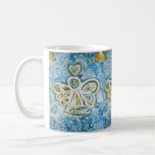 Golden Blue Guardian Angel Art Custom Coffee Mugs