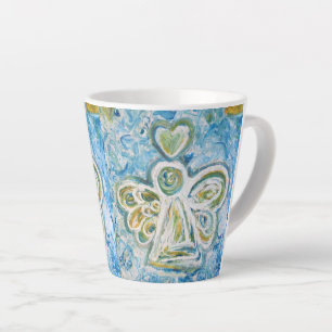 Golden Blue Guardian Angel Custom Latte Mug Cup