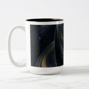 Golden Blue Planet Two-Tone Coffee Mug