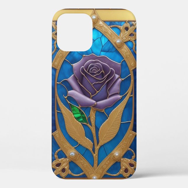Golden Blue Rose in Decorative Frame Case-Mate iPhone Case (Back)