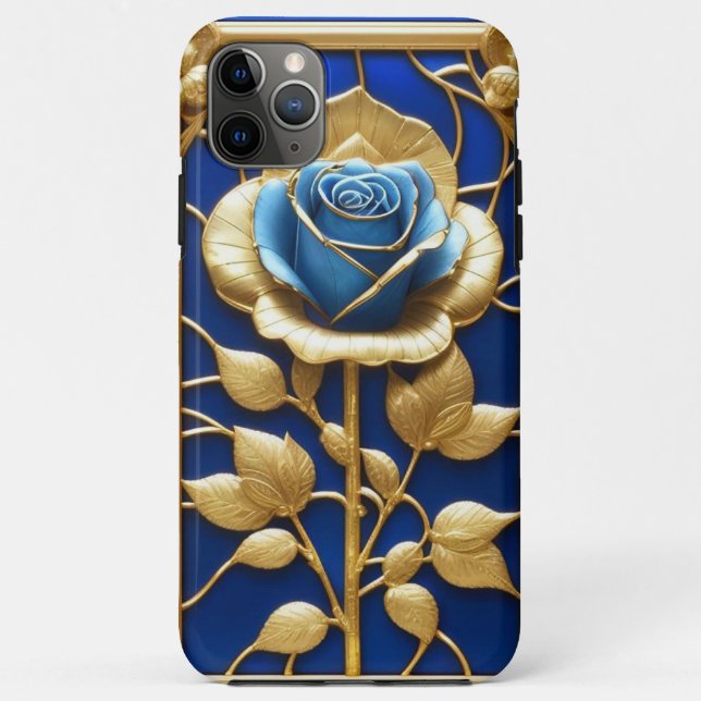 Golden Blue Rose in Decorative Frame Case-Mate iPhone Case (Back)