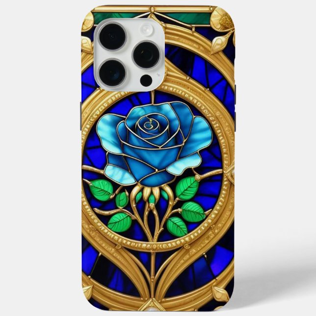 Golden Blue Rose in Decorative Frame Case-Mate iPhone Case (Back)