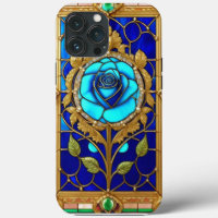 Golden Blue Rose in Decorative Frame