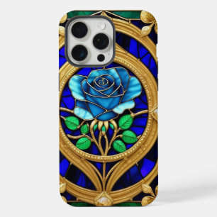 Golden Blue Rose in Decorative Frame iPhone 15 Pro Max Case