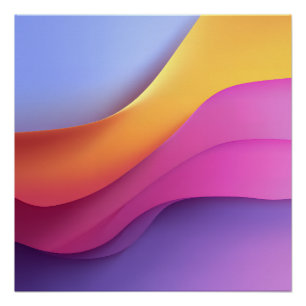 Golden Blue Wave Layers Poster