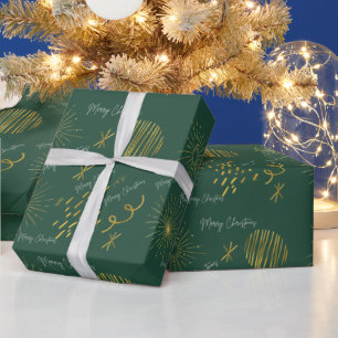 Golden blush and green Christmas Wrapping Paper