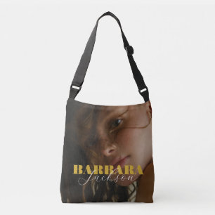 golden blush photo name tote bag