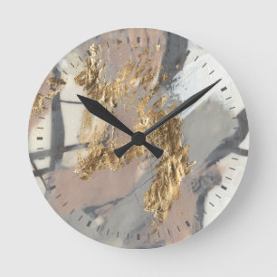 Golden Blush Round Clock