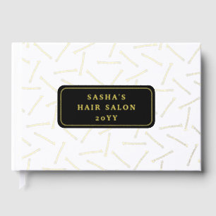 Golden Bobby Pin Pattern Hair Salon Guest Book