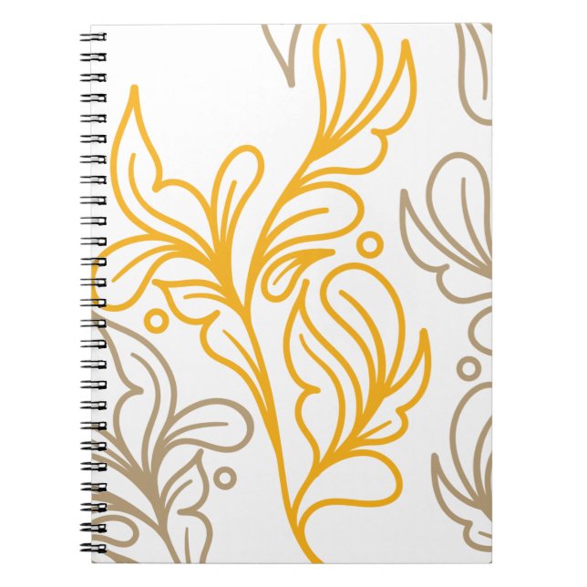 Golden Boho Leaf Design Notebook (Front)