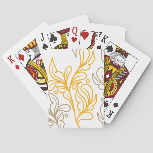 Golden Boho Leaf Design Playing Cards (Back)