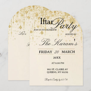 Golden Boho Minimalist Mosque Ramadan Iftar Party Invitation
