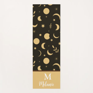 Golden Boho Moon Phases monogrammed Yoga Mat