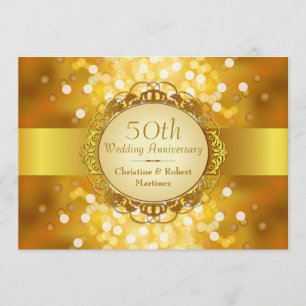 Golden Bokeh 50th Anniversary Party Invitation