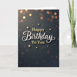 Golden Bokeh Birthday Card