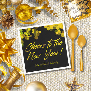 Golden Bokeh Lights   Cheers to the New Year Napkin