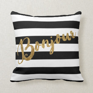 Golden Bonjour Stripes Cushion