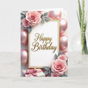 Golden Border Birthday Card