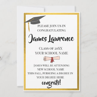 Golden Border Minimalist Graduation Announcement