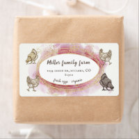 golden border pink modern Egg Carton Label