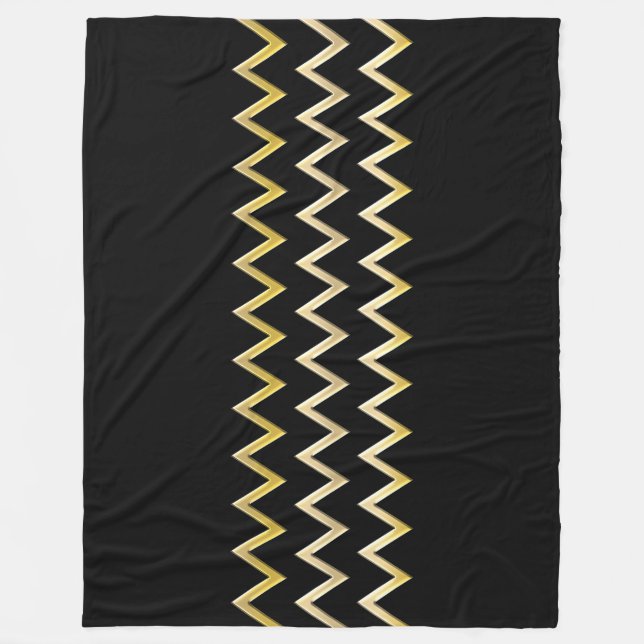 Golden Border - zigzag + your back & ideas Fleece Blanket (Front)