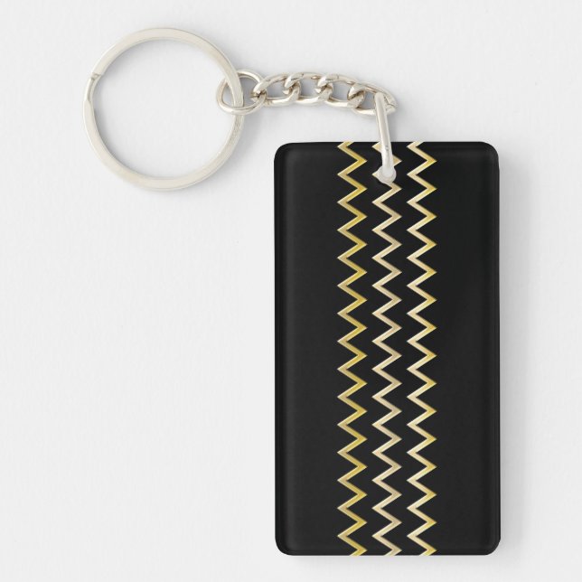 Golden Border - zigzag + your back & ideas Key Ring (Front)
