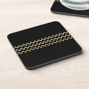 Golden Border - zigzag + your back & text Coaster
