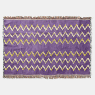 Golden Border - zigzag + your back & text Throw Blanket