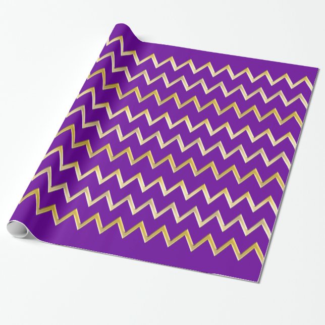 Golden Border - zigzag + your back & text Wrapping Paper (Unrolled)